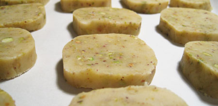 Lemon Pistachio Shortbread Cookies on Parchment