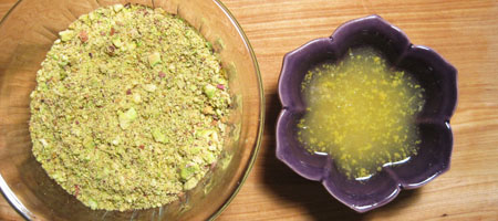ground pistachios, lemon juice & zest