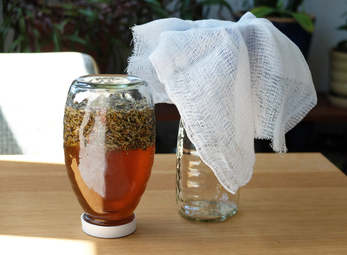 Lavender Honey Preparing to Strain
