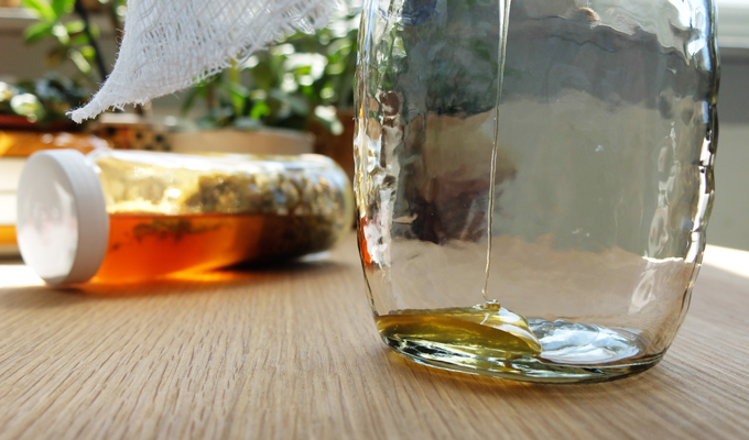 Lavender Honey Straining process