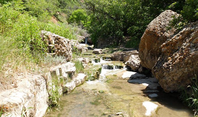 Diamond Fork Hot Springs - on top of the waterfall