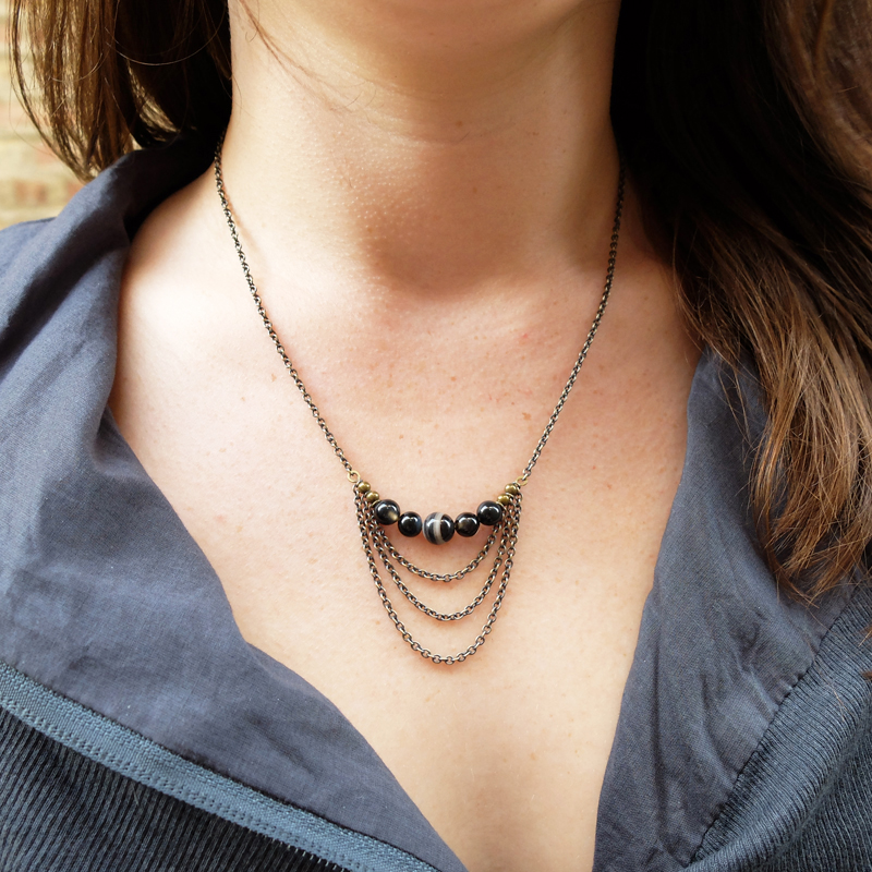 Black Agate Necklace - Walton75-100 - Meanwhile B Jewelry