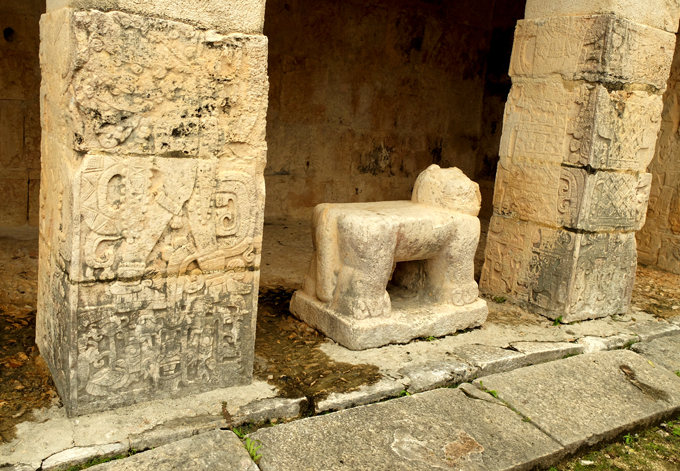 Chichen Itza original paint still on the wall